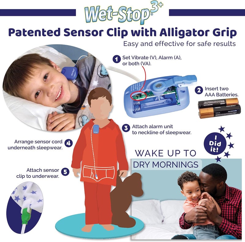 Wet-Stop 3 Bedwetting Alarm with 6 Alarms & Vibration for Potty Training - Blue - Image 3
